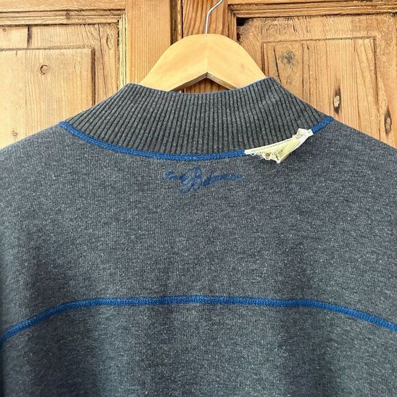 Men's Tommy Bahama Large Blue Gray Reversible Sweater Pullover 1/4 Zip V-Neck - Picture 10 of 10